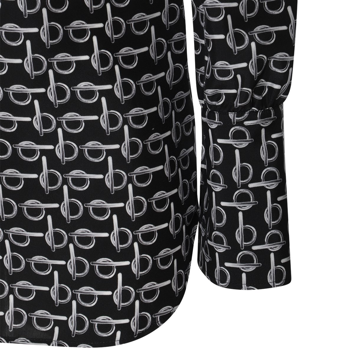Burberry Silver Silk All Over Print Shirt Zwart