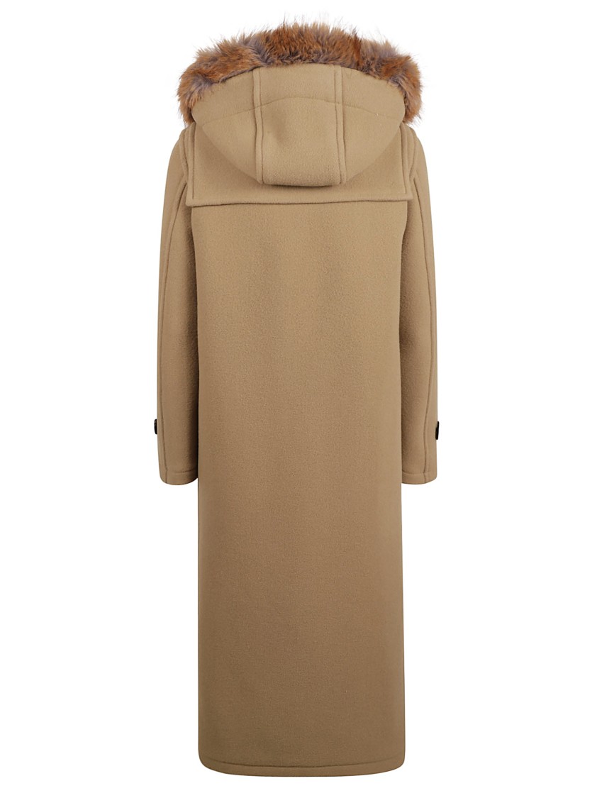 Burberry Long Brown Coat With Fur Collar Bruin