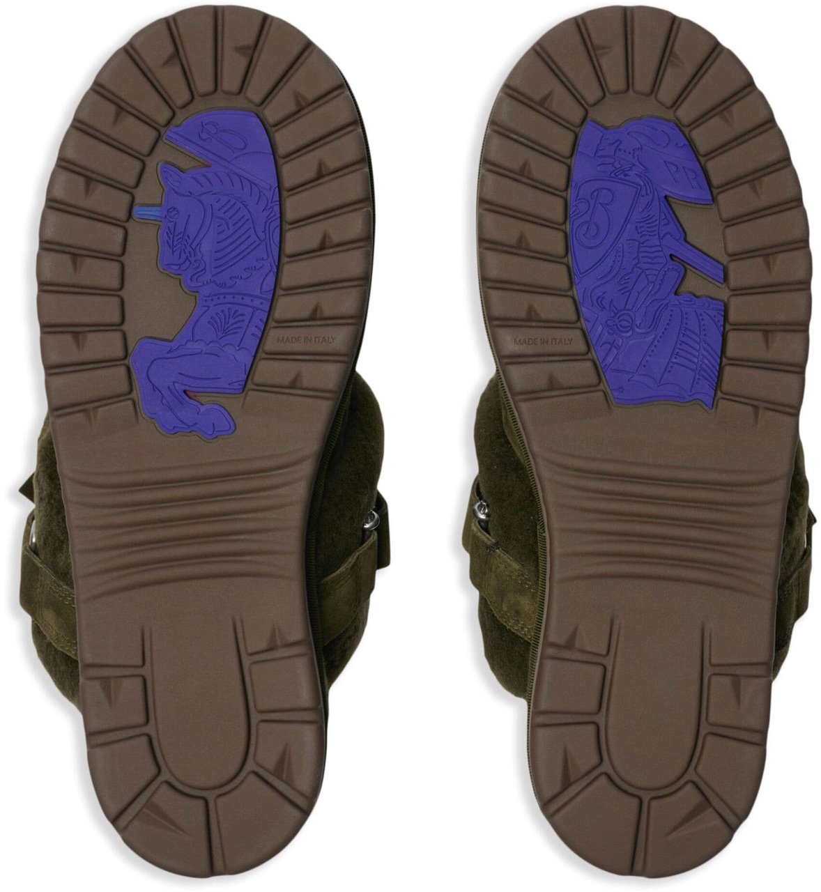Burberry Chubby Suede Shearling Buckle Mules Zwart