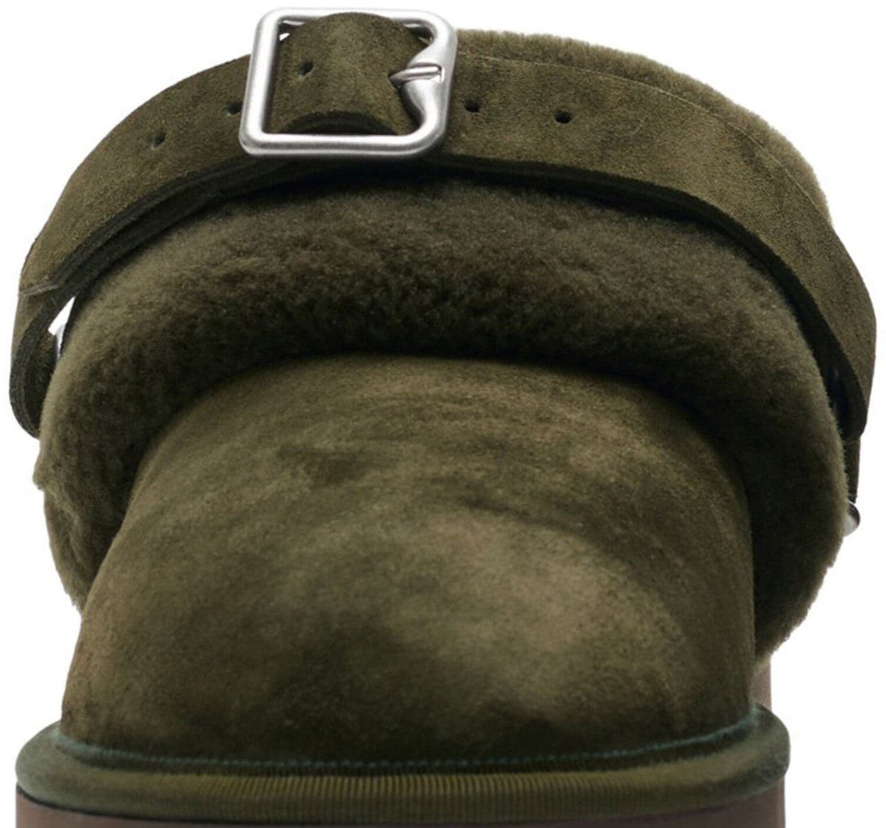 Burberry Chubby Suede Shearling Buckle Mules Zwart