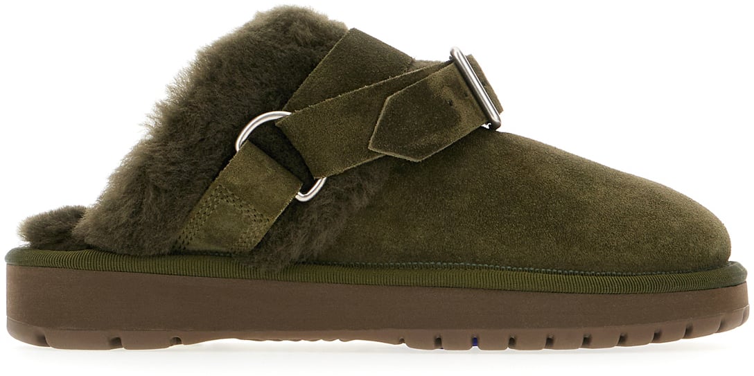 Burberry Burberry Military green  suede slippers Groen
