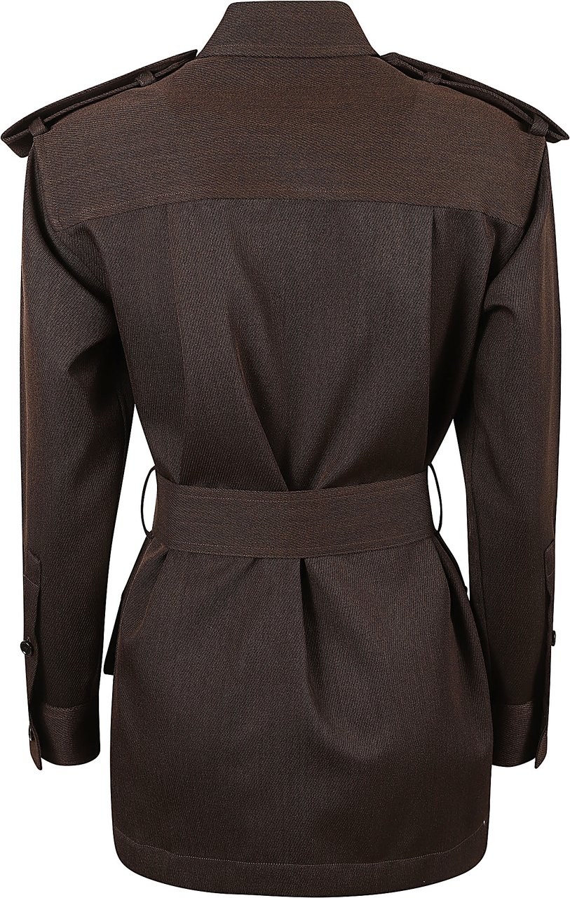 Burberry Tailored Brown Wool Coat Zwart