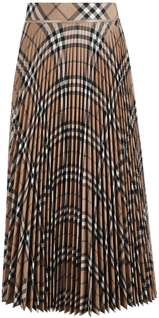 Burberry Pleated Check Pattern Skirt Bruin