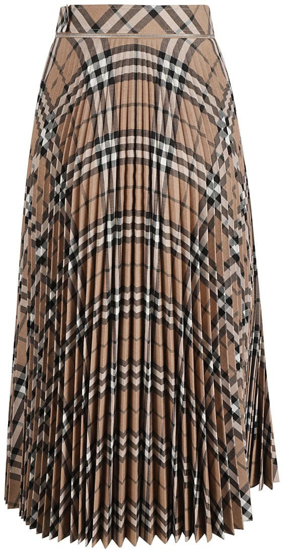 Burberry Pleated Check Pattern Skirt Bruin