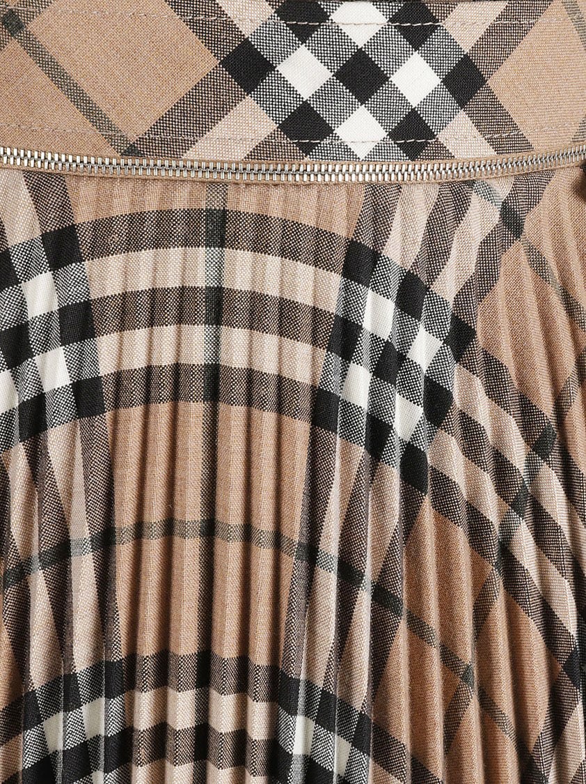 Burberry Pleated Check Pattern Skirt Bruin