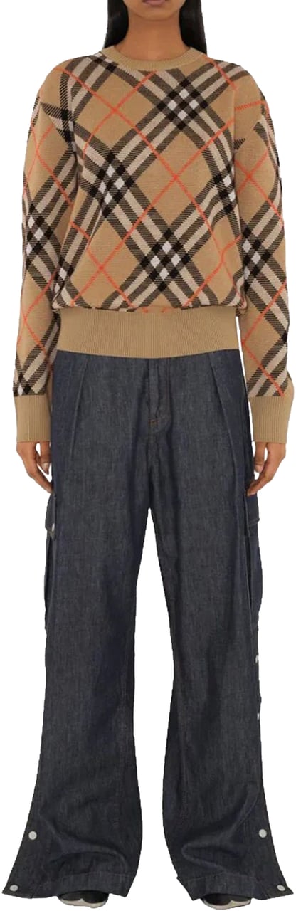 Burberry Burberry Check Wool Blend Sweater Bruin