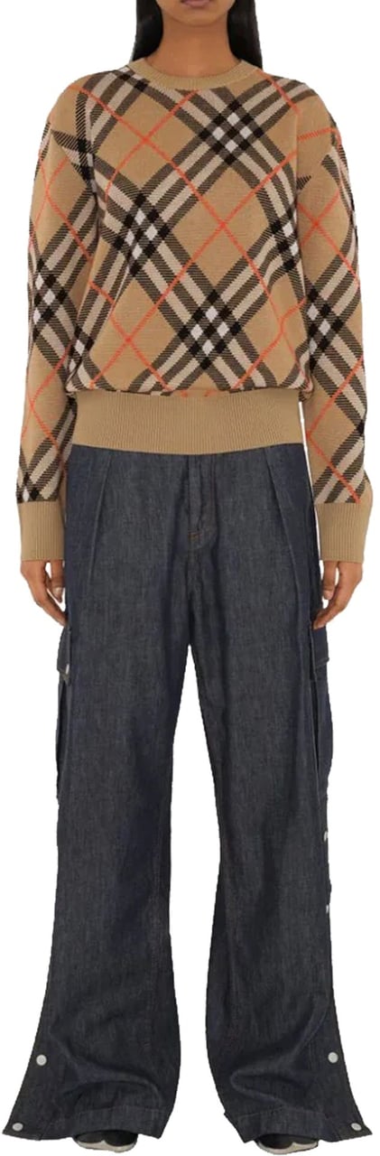 Burberry Burberry Check Wool Blend Sweater Bruin