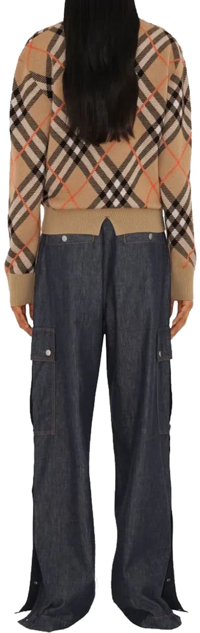 Burberry Burberry Check Wool Blend Sweater Bruin