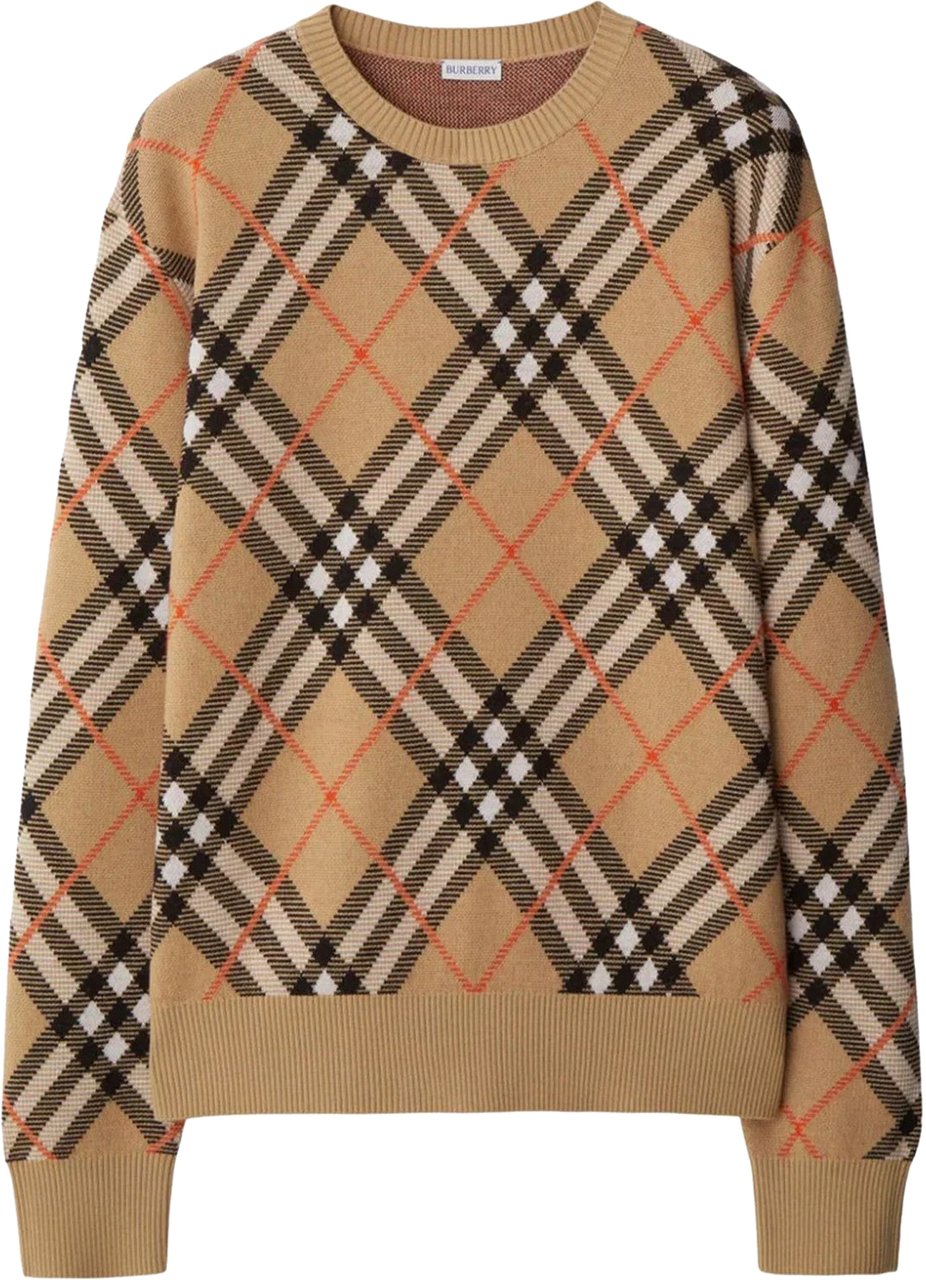Burberry Burberry Check Wool Blend Sweater Bruin