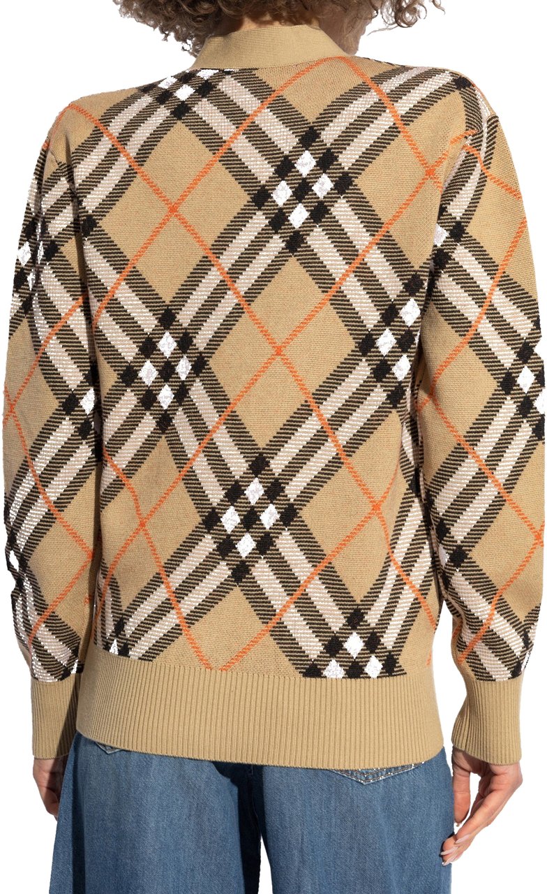Burberry Burberry Wool Check Cardigan Bruin
