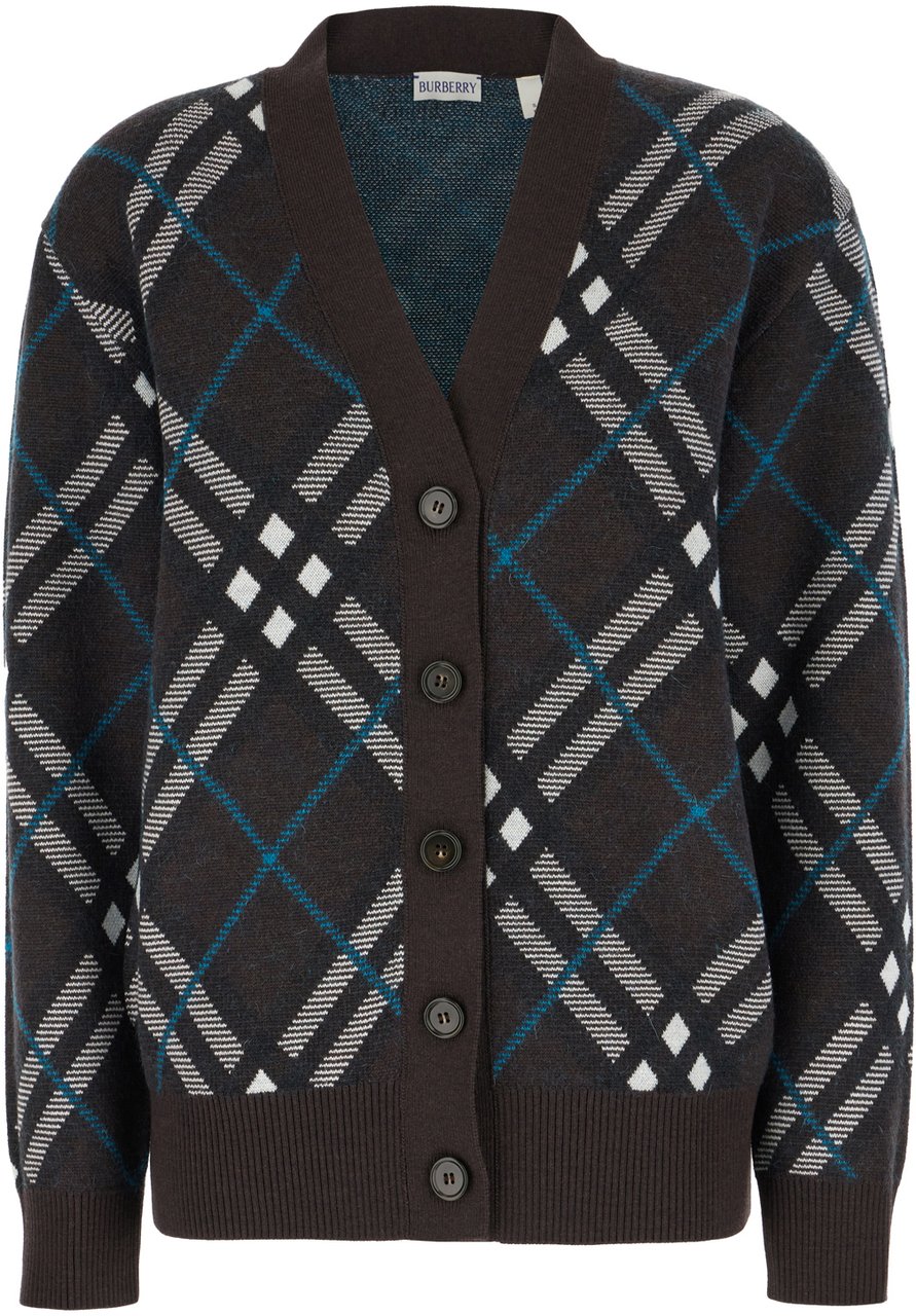 Burberry Burberry Embroidered stretch wool blend oversize cardigan Divers