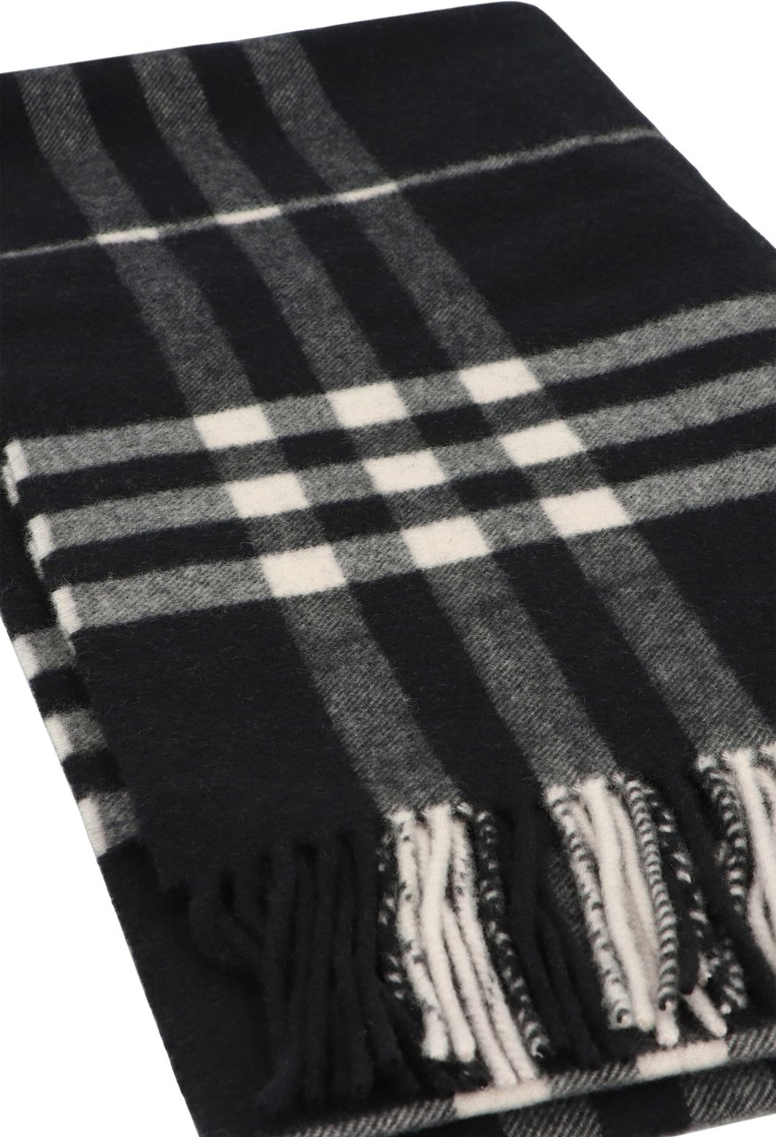 Burberry Checked cashmere scarf Zwart