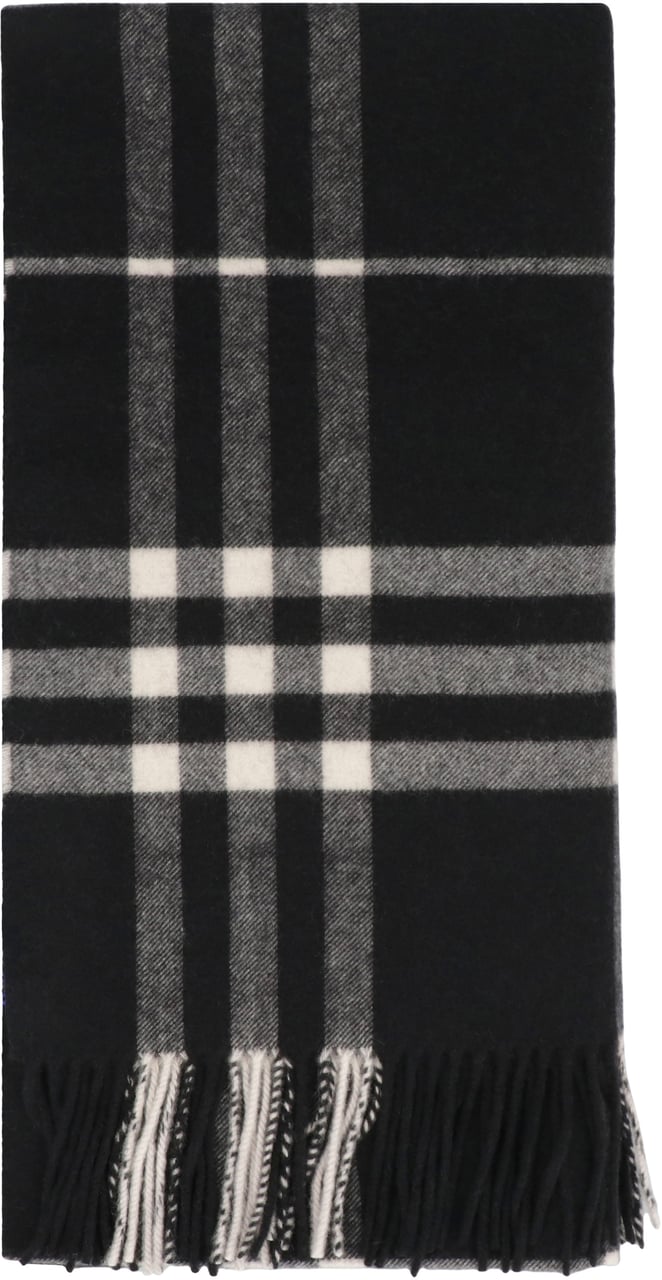 Burberry Checked cashmere scarf Zwart