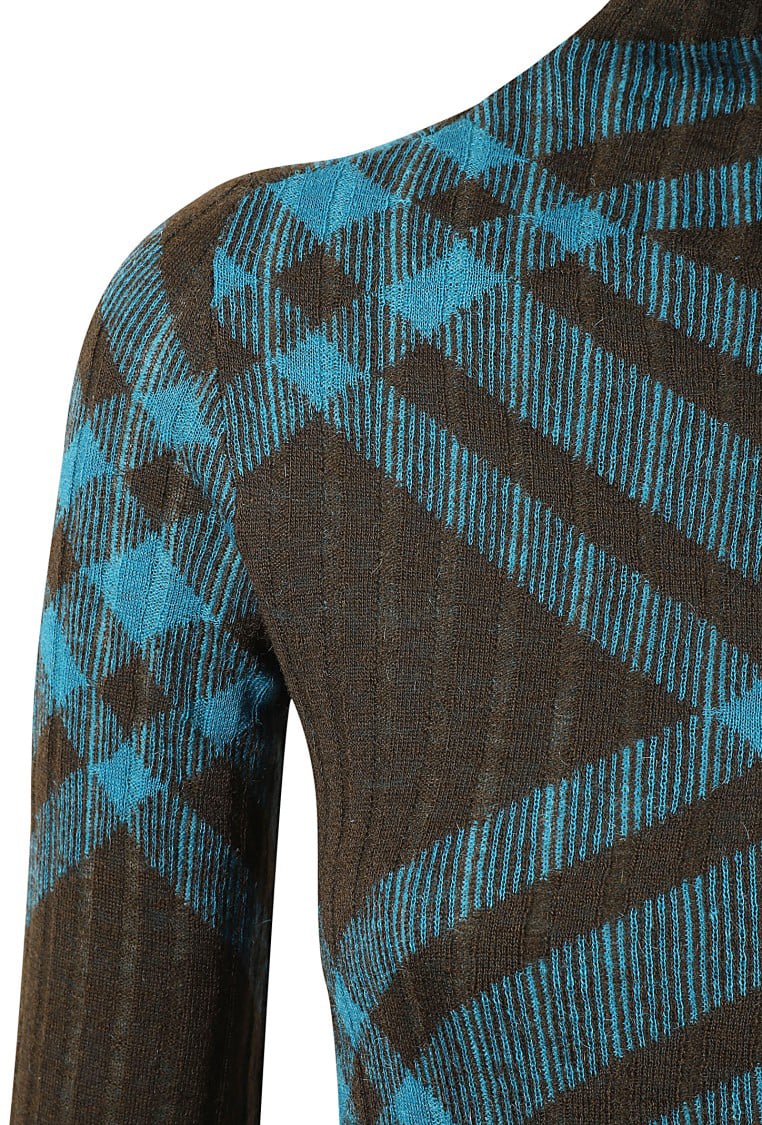 Burberry Fitted Plaid Dress With High Neck Zwart