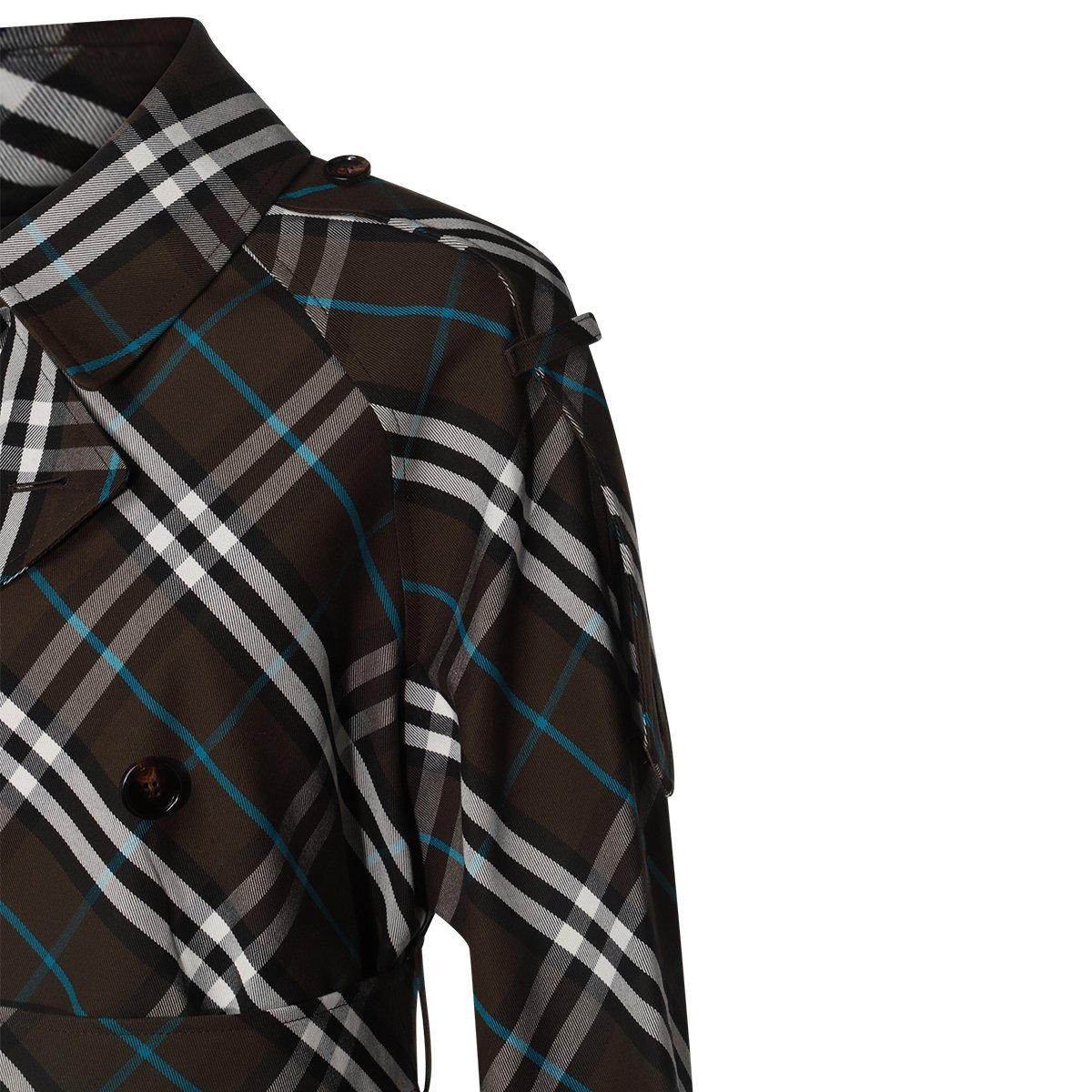 Burberry Multicolor Check Motif Trench Coat Zwart