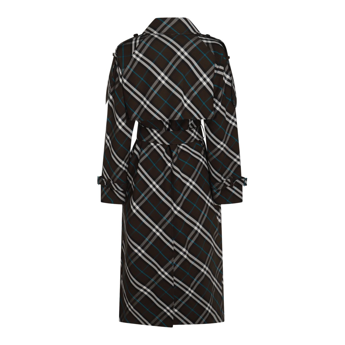 Burberry Multicolor Check Motif Trench Coat Zwart