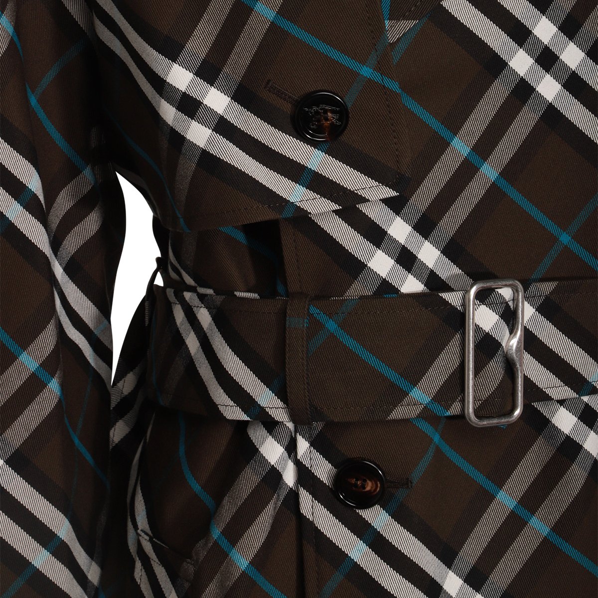 Burberry Multicolor Check Motif Trench Coat Zwart