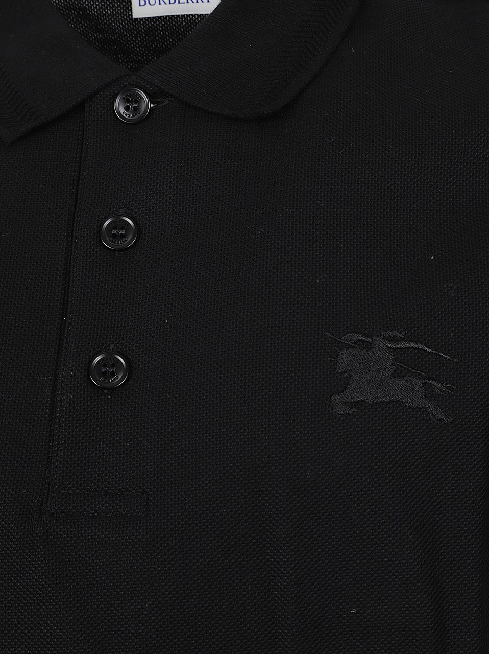 Burberry Cotton Polo Shirt with Equestrian Knight Design Zwart