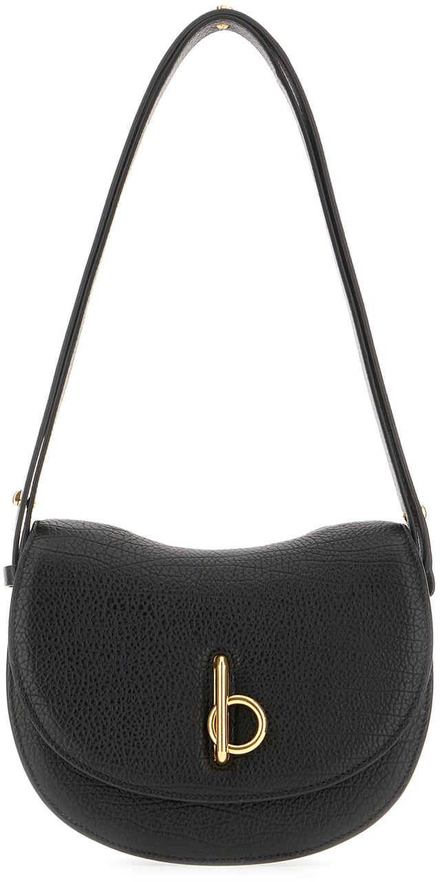 Burberry Burberry Black leather medium Rocking Horse shoulder bag Zwart