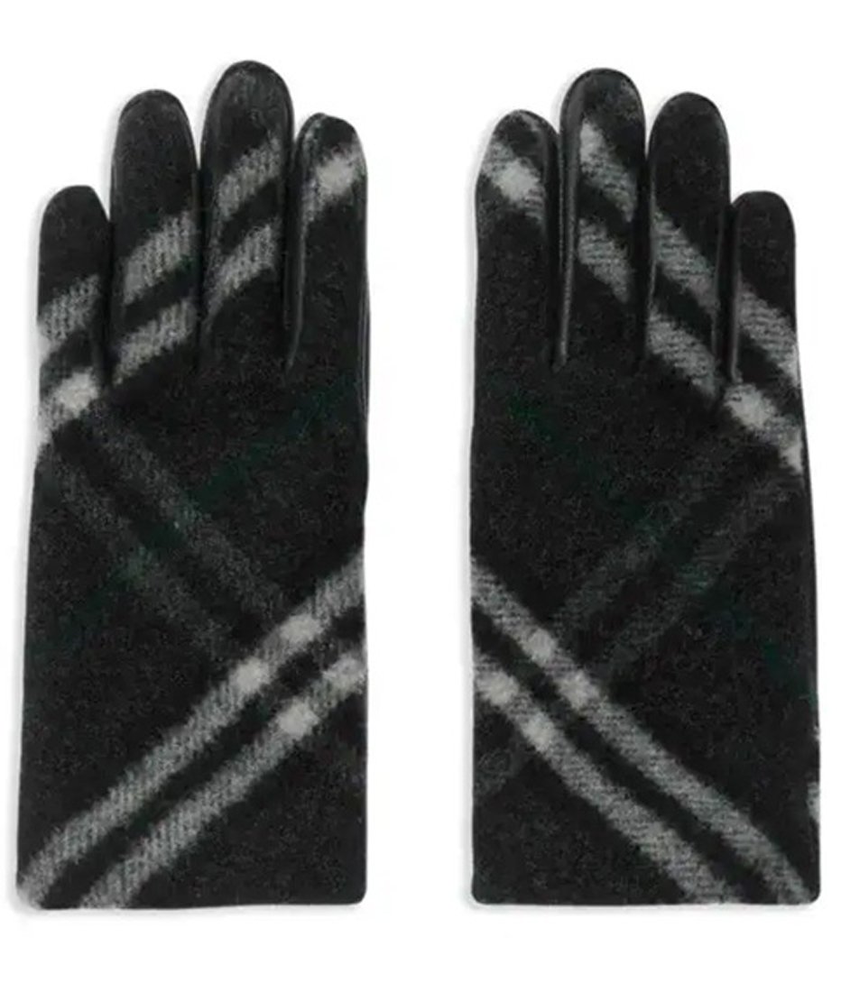 Burberry Cashmere Gloves In Timeless Check Pattern Zwart