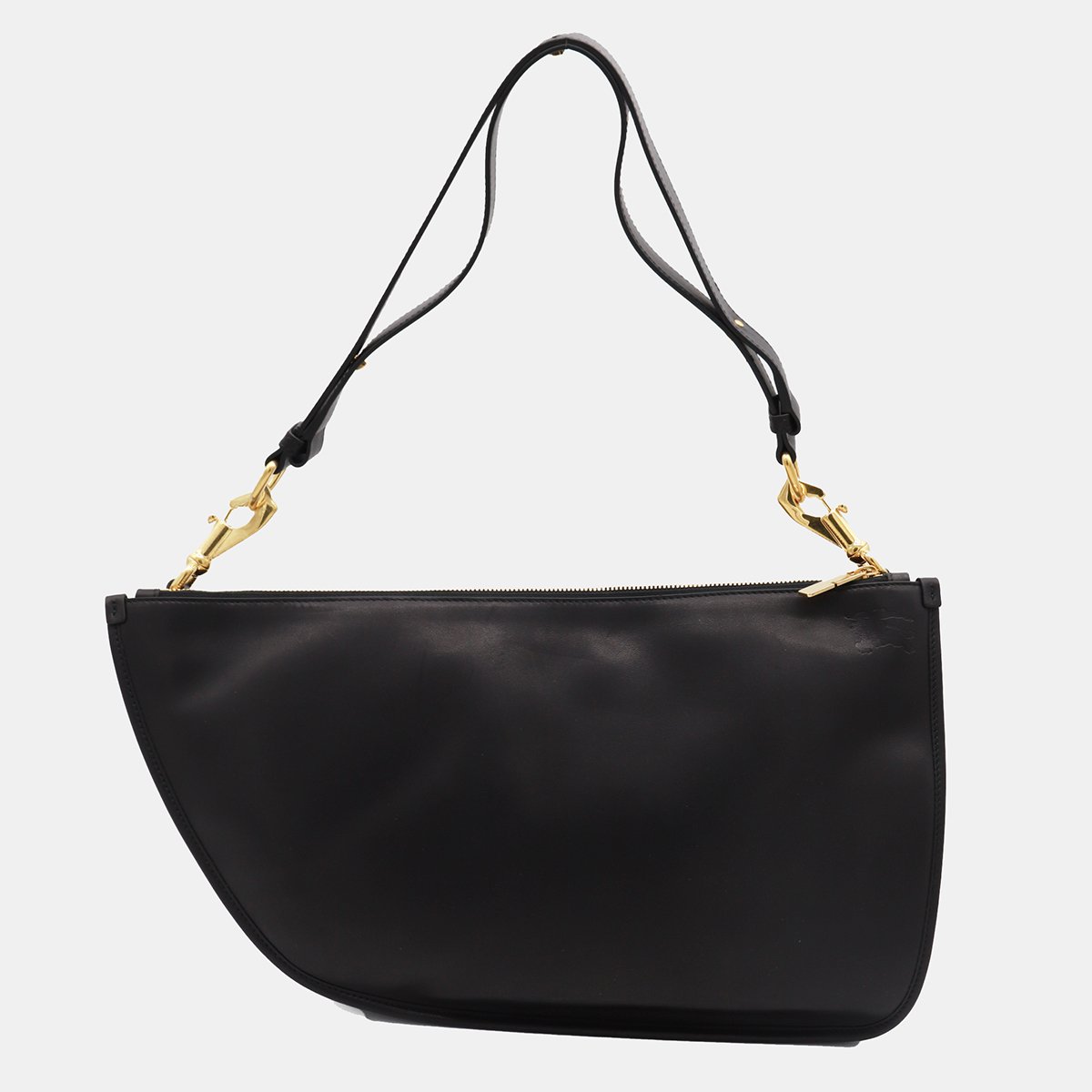Burberry Asymmetrical Black Handbag With Gold-Tone Accents Zwart