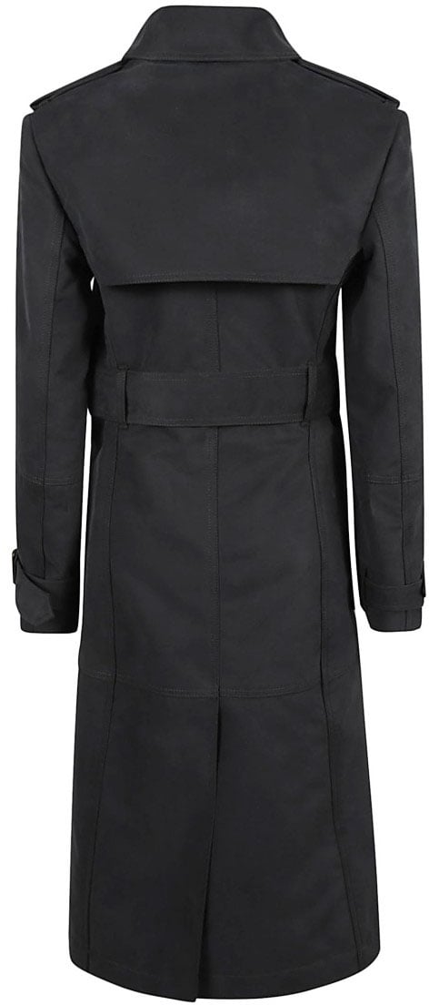 Burberry Double-Breasted Tailored Coat With Asymmetrical Collar Zwart