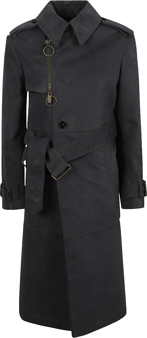 Burberry Double-Breasted Tailored Coat With Asymmetrical Collar Zwart