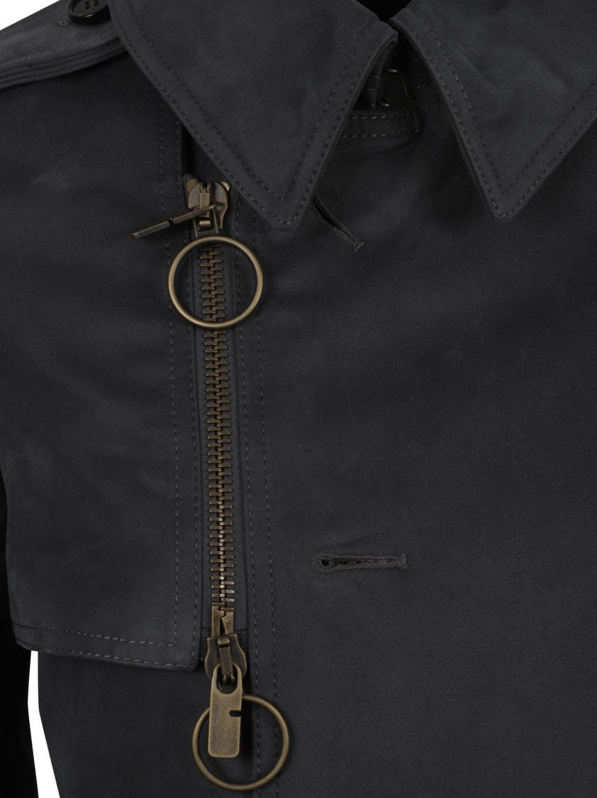 Burberry Double-Breasted Tailored Coat With Asymmetrical Collar Zwart