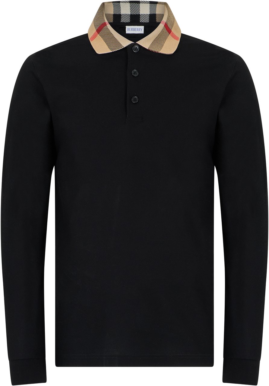 Burberry Cotton long-sleeve polo Zwart