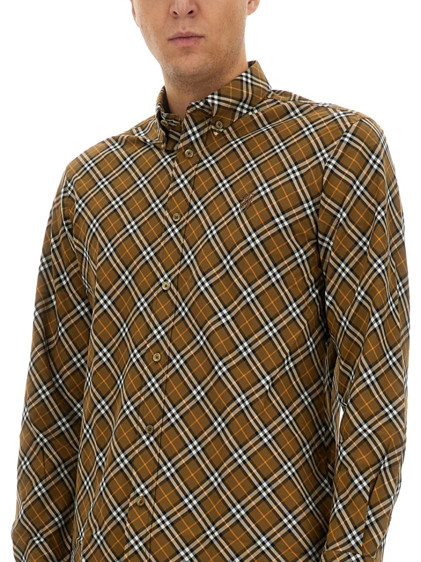 Burberry Classic Plaid Check Shirt With Button-Down Collar Bruin
