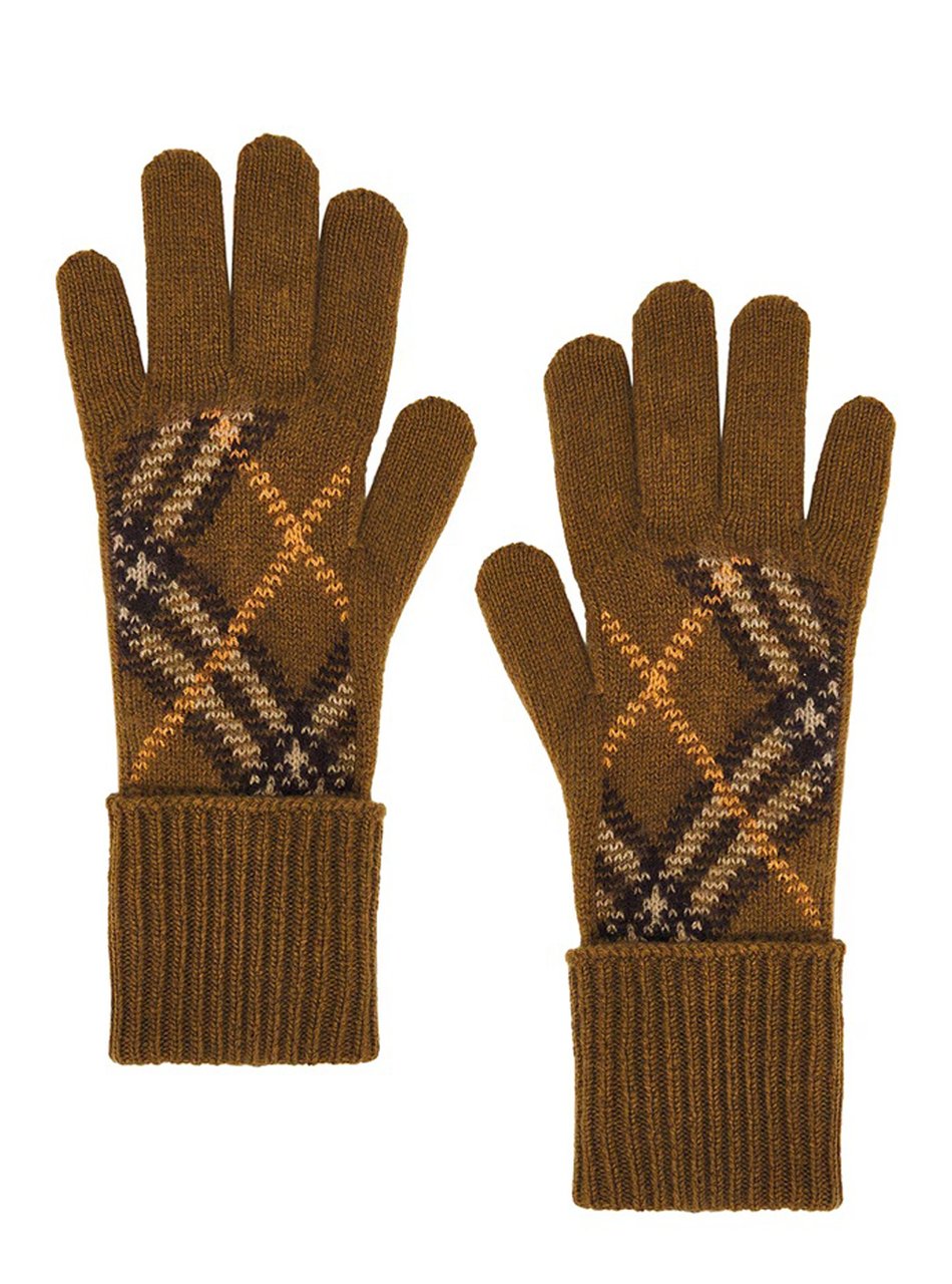 Burberry Classic Check Pattern Cashmere Gloves Bruin