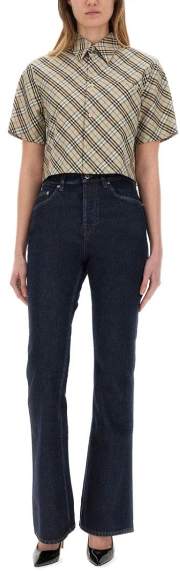 Burberry High-Waisted Straight Jeans Blauw