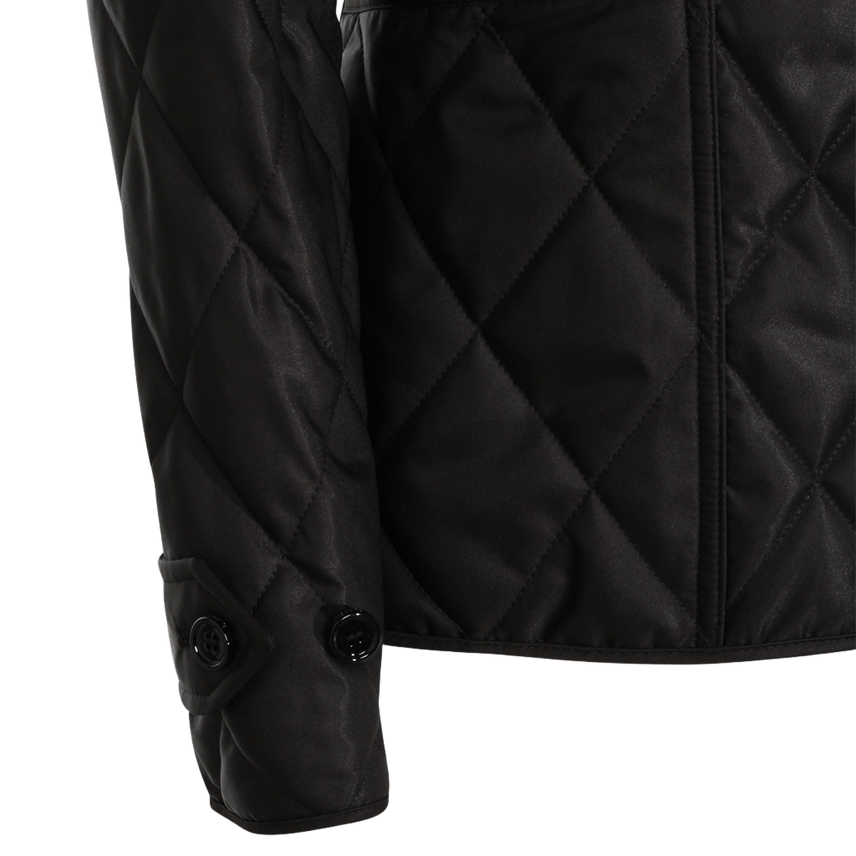 Burberry Fitted Black Quilted Jacket with Structured Collar Zwart