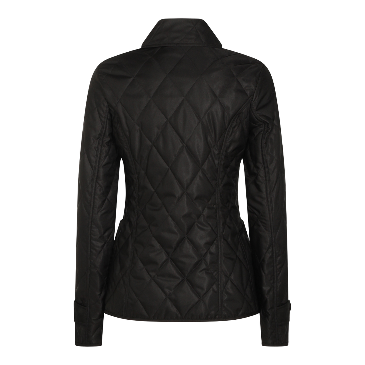 Burberry Fitted Black Quilted Jacket with Structured Collar Zwart