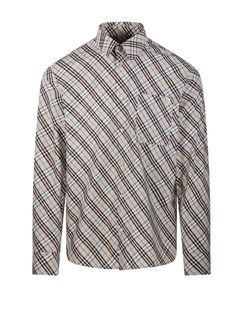 Burberry Tailored Neutrals Plaid Shirt Grijs