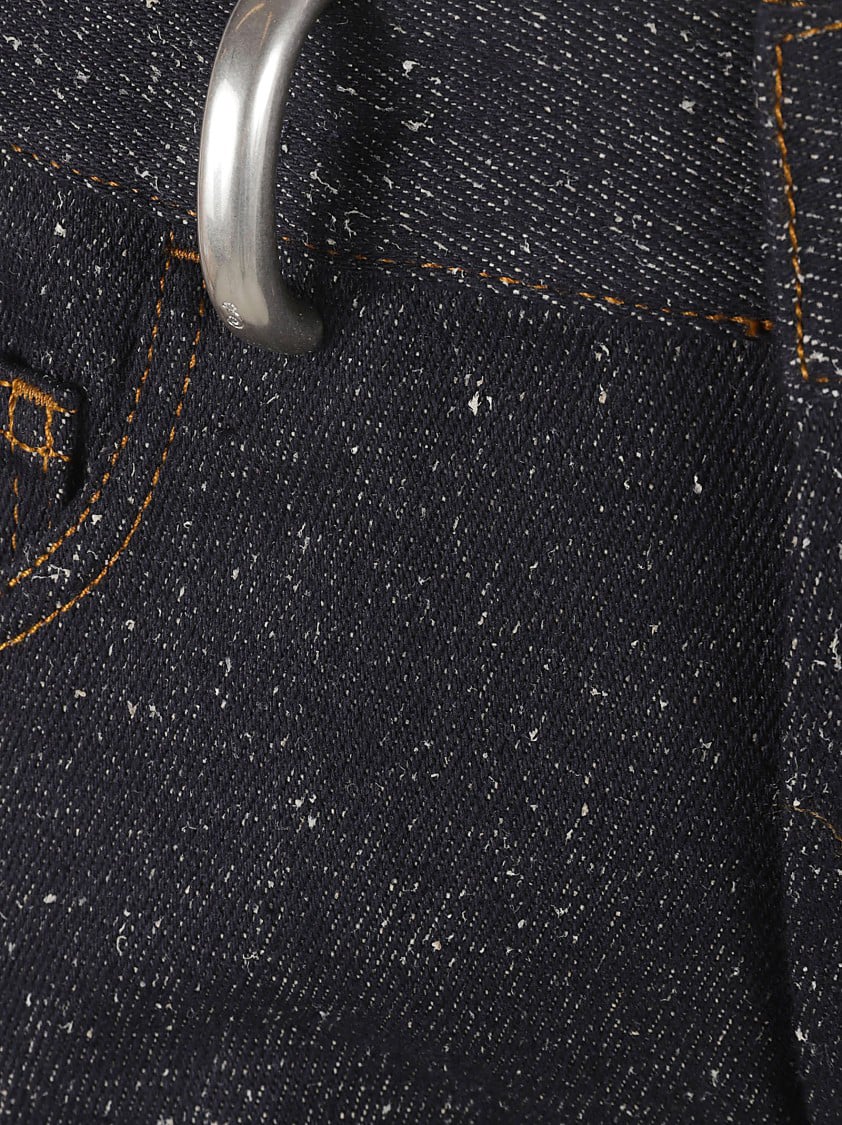 Burberry Straight-Leg Blue Trousers With Subtle Texture Blauw