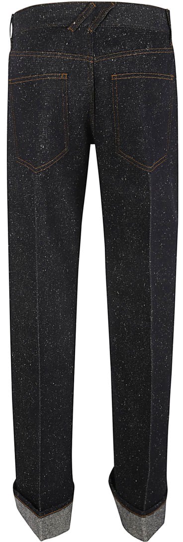 Burberry Straight-Leg Blue Trousers With Subtle Texture Blauw