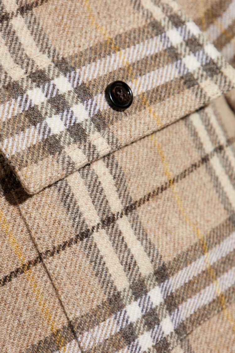 Burberry Plaid Wool Shirt With Button-Down Front Neutraal