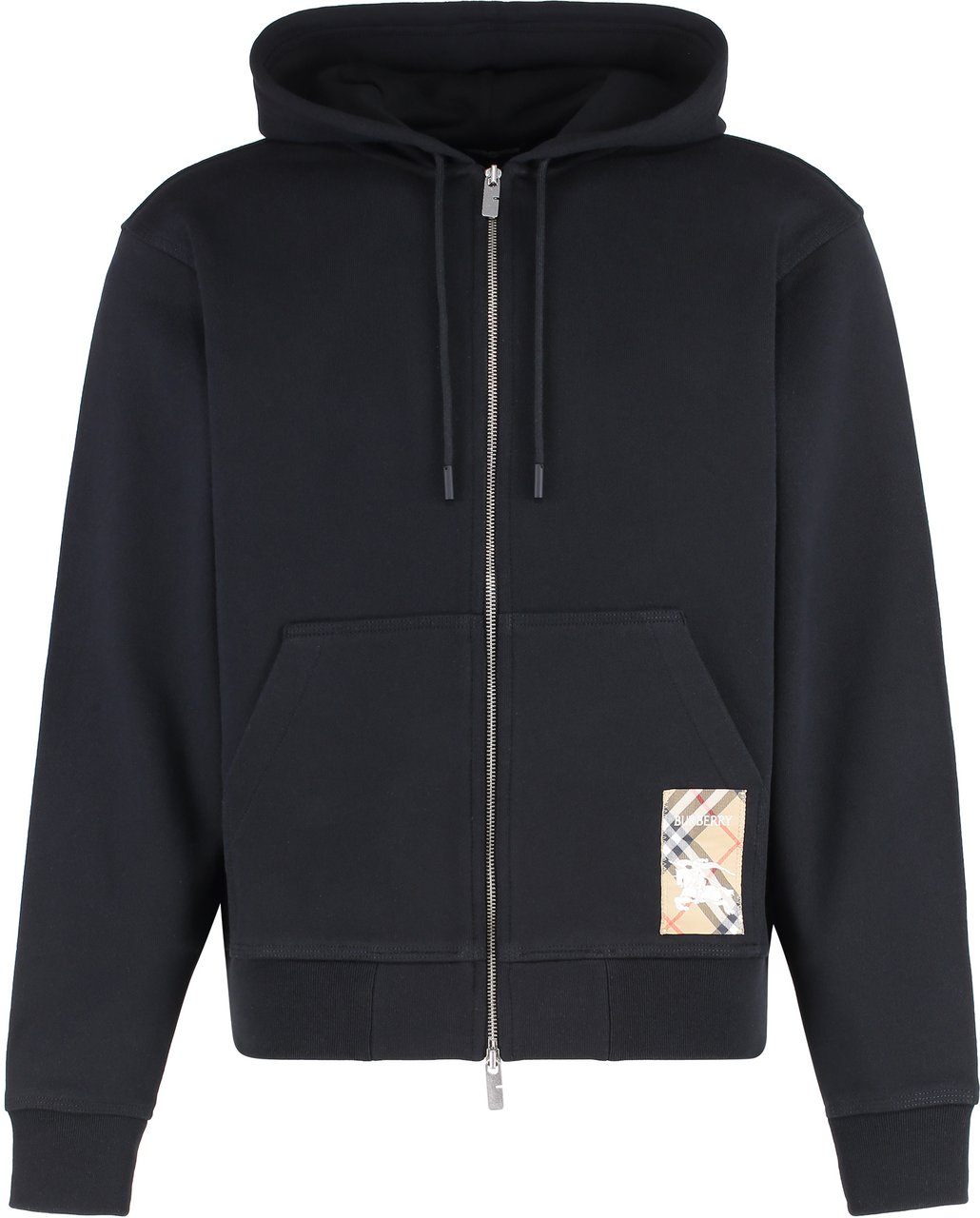 Burberry Cotton full zip hoodie Zwart