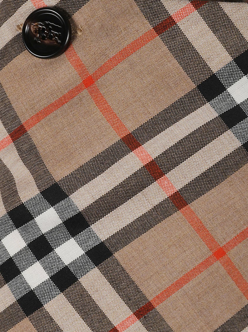 Burberry Plaid Pleated Skirt With Fringed Hem Bruin