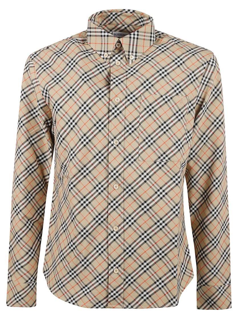 Burberry Plaid Button-Down Shirt With Tailored Fit Neutraal