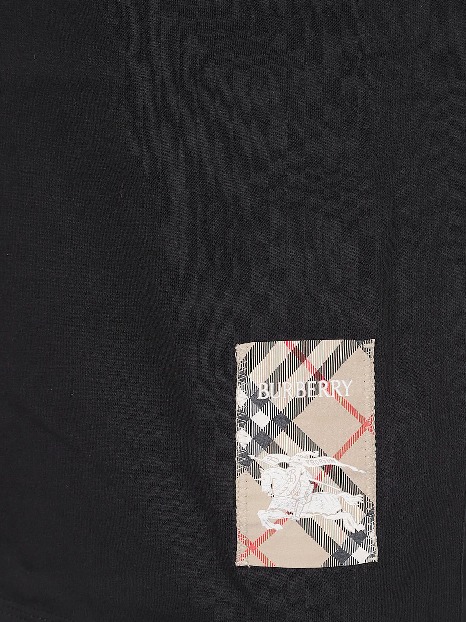Burberry Cotton T-shirt with Ribbed Neckline Zwart