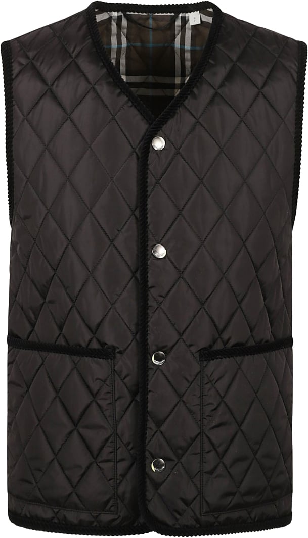 Burberry Sleeveless Black Quilted Coat Zwart