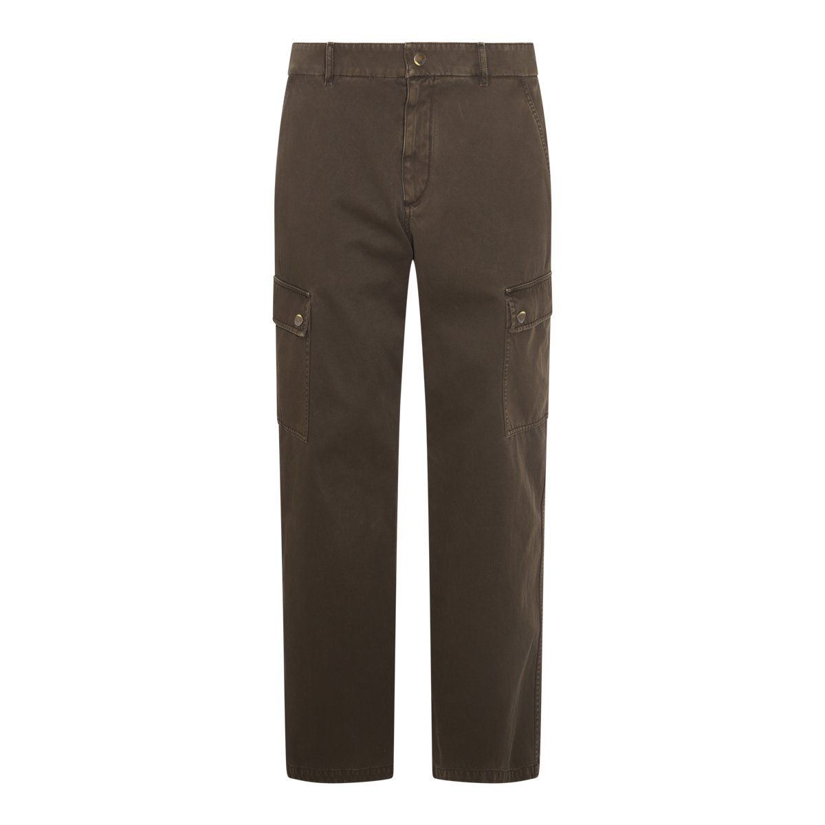 Burberry Brown Cotton Pants With Multipocket Design And Structured Silhouette Zwart