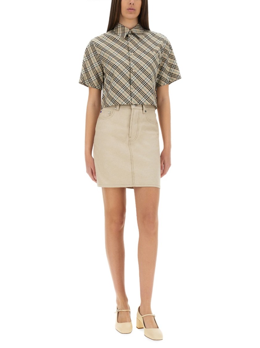 Burberry Beige Denim Skirt Neutraal