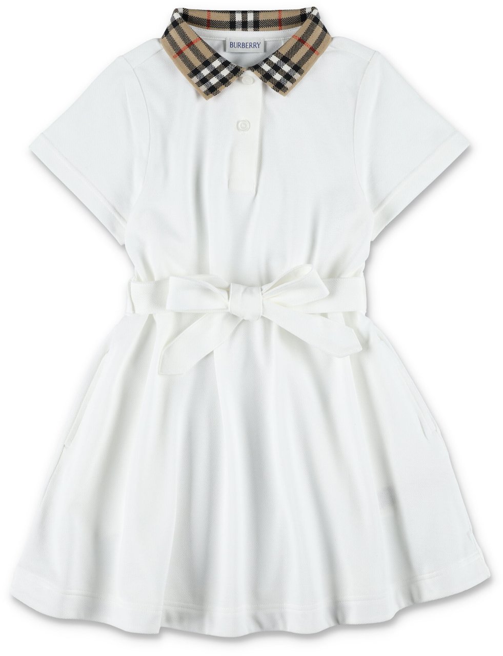 Burberry Polo Dress Collar Check Bianco Wit