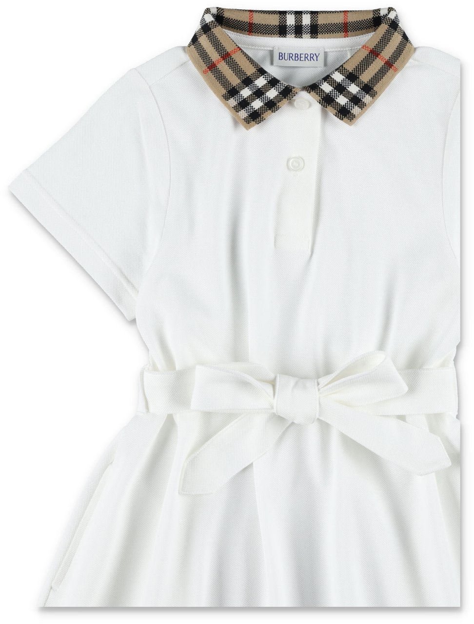 Burberry Polo Dress Collar Check Bianco Wit