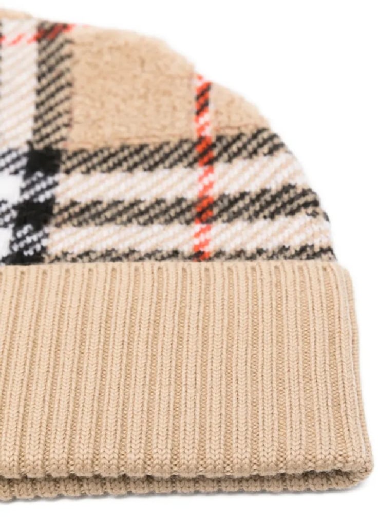 Burberry towelling chk beanie divers Beige
