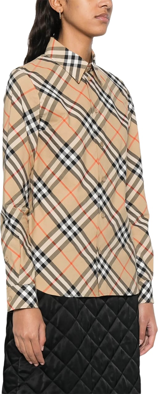 Burberry Beige Vintage Check Organic Cotton Shirt Neutraal