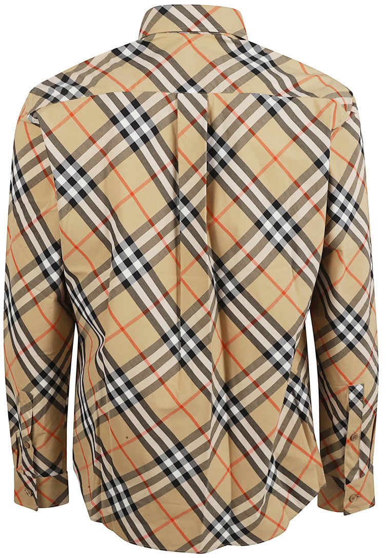 Burberry Plaid Button-Down Shirt With Long Sleeves Neutraal